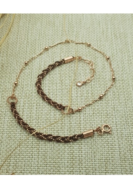 Italyan Zincir Kahverengi Ip Bileklik