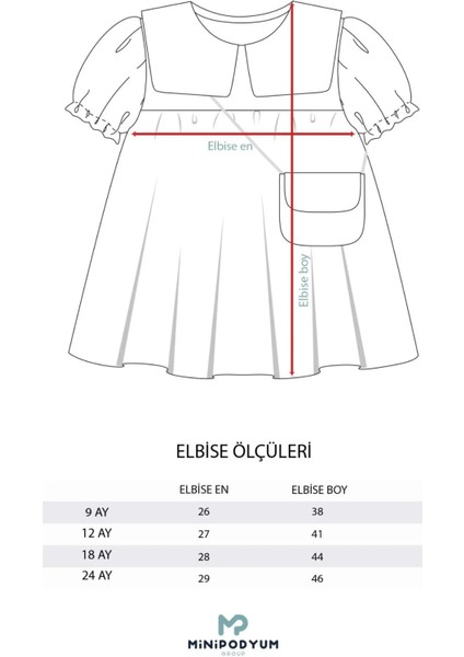 Yakalı Kolu Büzgülü 9-24 Ay Çantalı Elbise