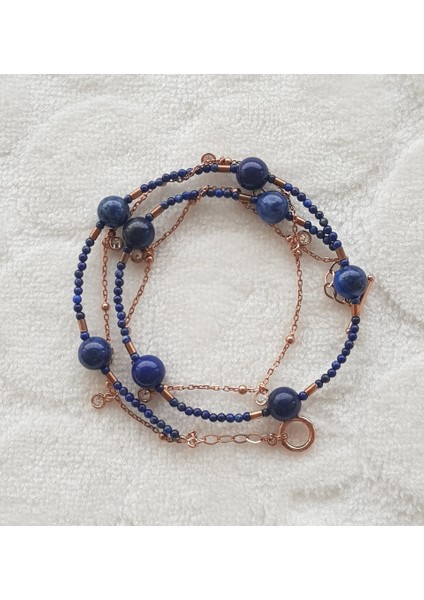 Lapis Taşlı 4 Sıra Gümüş Bileklik