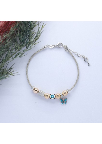 Kelebek - (Butterfly) Figürlü 925 Ayar Gümüş Charm Bileklik