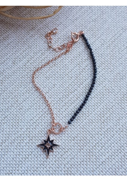 Kutup Yıldızı Oniks Taş Gümüş Bileklik