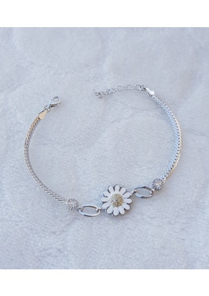 Papatya Hasır Gümüş Bileklik