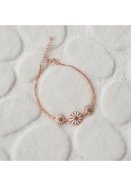 Mineli Papatya Gümüş Bileklik