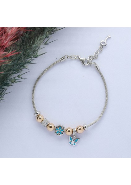 Kelebek - (Butterfly) Figürlü 925 Ayar Gümüş Charm Bileklik