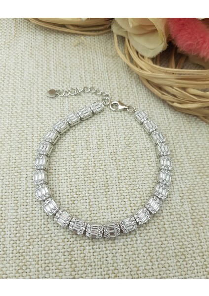 Baget Taşlı Italyan Gümüş Bileklik
