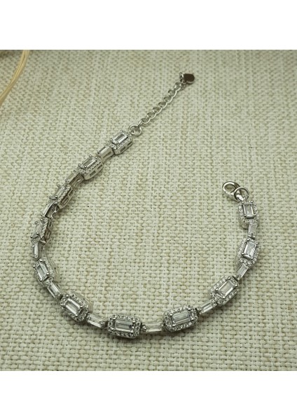 Baget Taşlı Italyan Gümüş Bileklik