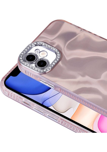 Iphone 12 Uyumlu Desenli Parlak Simli Taşlı Kamera Korumalı Kılıf