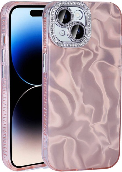 Iphone 14 Uyumlu Desenli Parlak Simli Taşlı Kamera Korumalı Kılıf