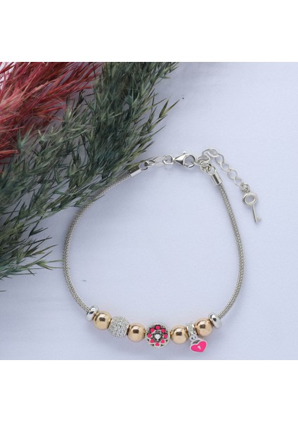 Kalp (Heart) Figürlü 925 Ayar Gümüş Charm Bileklik