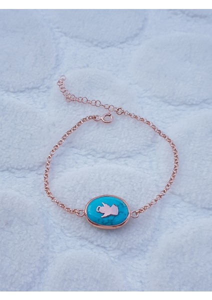 Sıvama Firuze Taş Melek Gümüş Bileklik