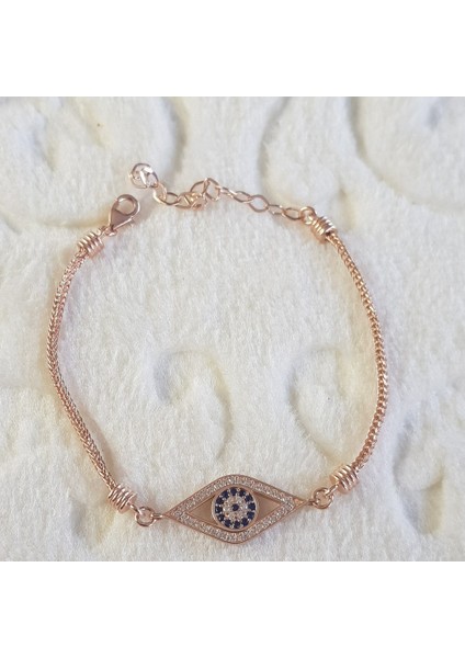 Nazar Boncuğu Italyan Zincir Gümüş Bileklik