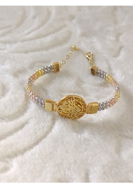 Altın Kaplamatuğra Dorika Gümüş Bileklik