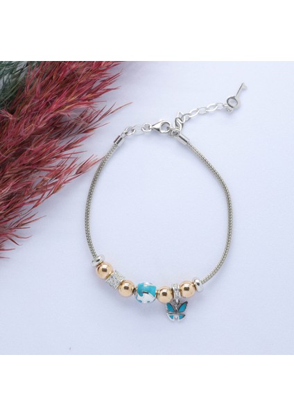 Kelebek- Balık (Butterfly-Fish) Figürlü 925 Ayar Gümüş Charm Bileklik
