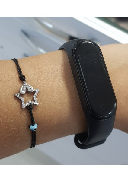 Yıldız Kalp Nazar Ip Gümüş Bileklik