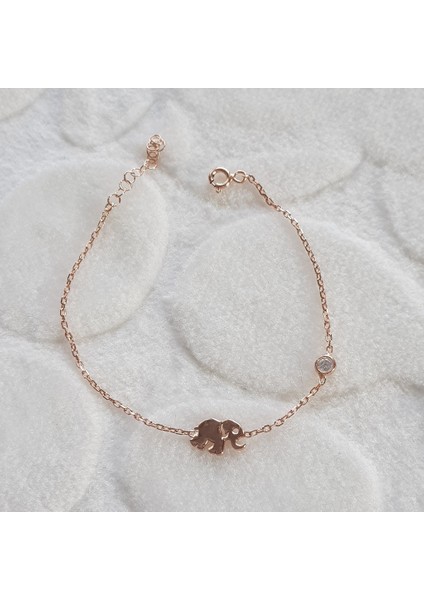 Fil Tek Taş Gümüş Bileklik