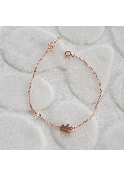 Melek Tek Taş Gümüş Bileklik