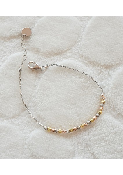 Dorika Zincirli 3 Renk Gümüş Bileklik
