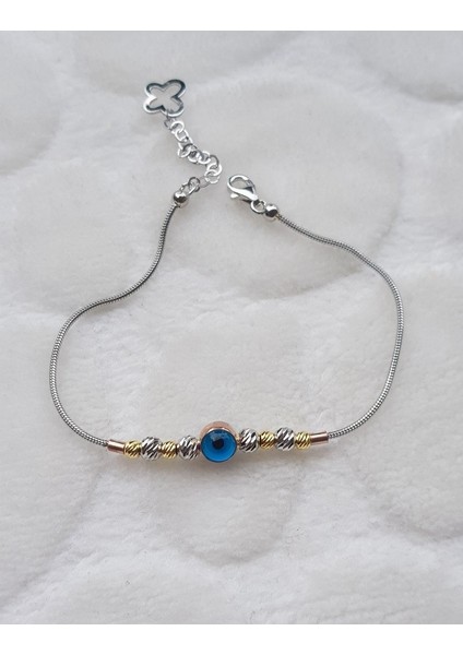 Cam Göz Boncuklu Italyan Dorika Gümüş Bileklik