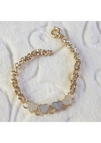 Kalpli Altın Kaplama Halloy Gümüş Bileklik