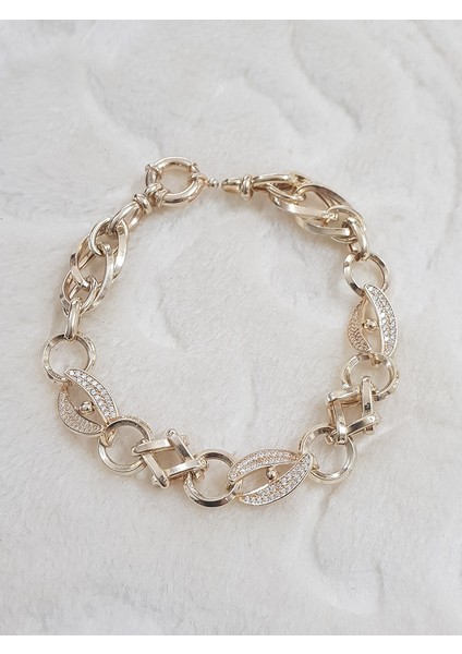 Altın Kaplama Taşlı Halloy Gümüş Bileklik