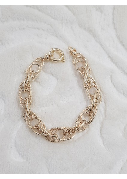 Altın Kaplama Taşlı Halloy Gümüş Bileklik