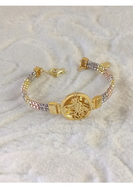 Altın Kaplamatuğra Dorika Gümüş Bileklik
