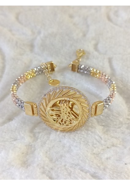 Altın Kaplamatuğra Dorika Gümüş Bileklik