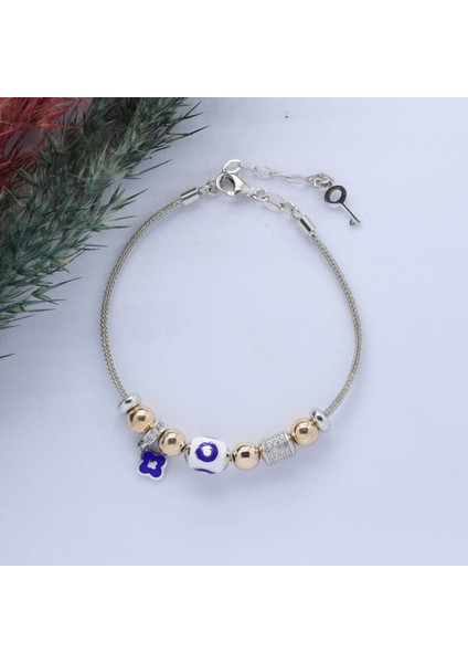 Yonca (Clever) Figürlü 925 Ayar Gümüş Charm Bileklik