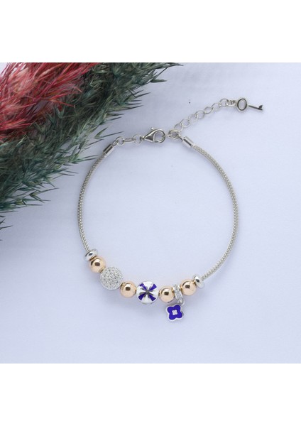 Yonca (Clever) Figürlü 925 Ayar Gümüş Charm Bileklik