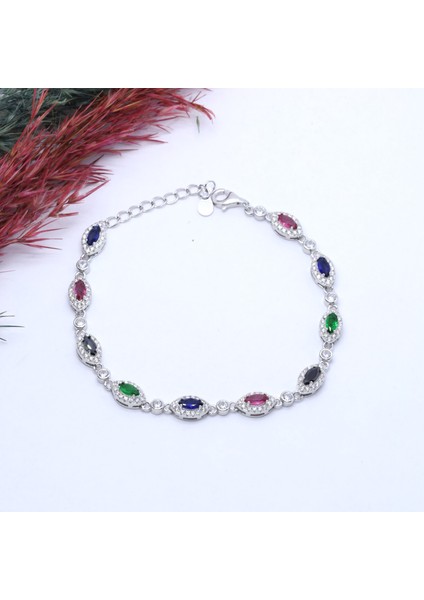 Ithal Doğal Taşlı Gümüş Bileklik