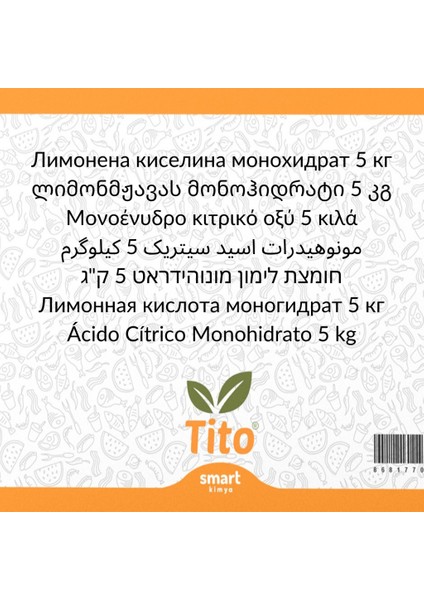 Sitrik Asit Monohidrat E330 5 kg fiyatları