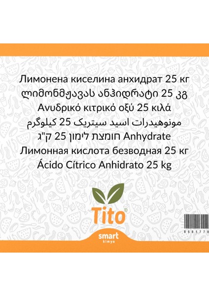 Sitrik Asit Anhidrat E331 25 kg fiyatları