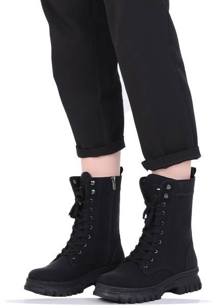 Mp 242-2212ZN Siyah Kadın Kışlık Düz Postal Bot Ayakkabı fiyatları