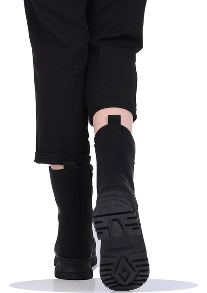 Mp 242-2212ZN Siyah Kadın Kışlık Düz Postal Bot Ayakkabı modelleri