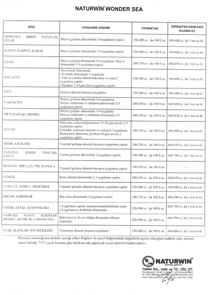 Naturwın Wonder Sea Sıvı Deniz Yosunu 1 Litre fırsatları