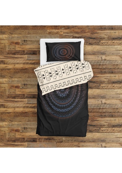 Dark Mandala & Light Aztec Çift Taraflı Nevresim Takımı - 200 cm x 220 cm
