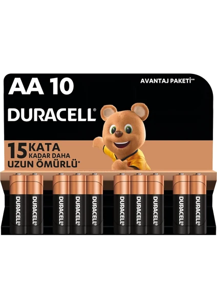 Alkalin AA Kalem Pil, 1,5 V LR6/MN1500, 10’lu paket