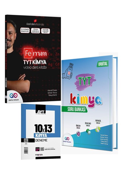 TYT Kimya Ferrum Video Ders Kitabı - Soru Bankası ve Marka Yayınları Kimya Deneme Set