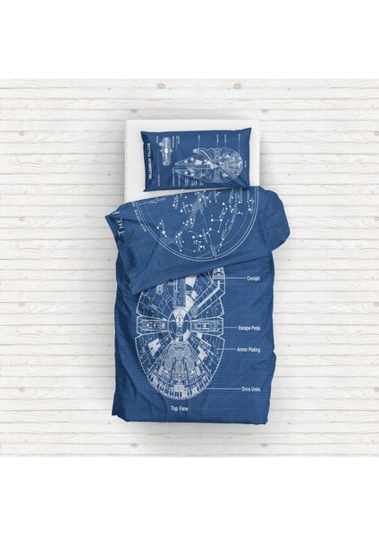 The Constellations Blueprint & Millennium Falcon Blueprint Nevresim Takımı - 200 cm x 220 cm