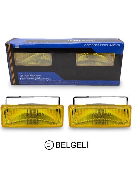 Sis Lambası 12V 13X4CM Dikdgörtgen Sarı E Belgeli