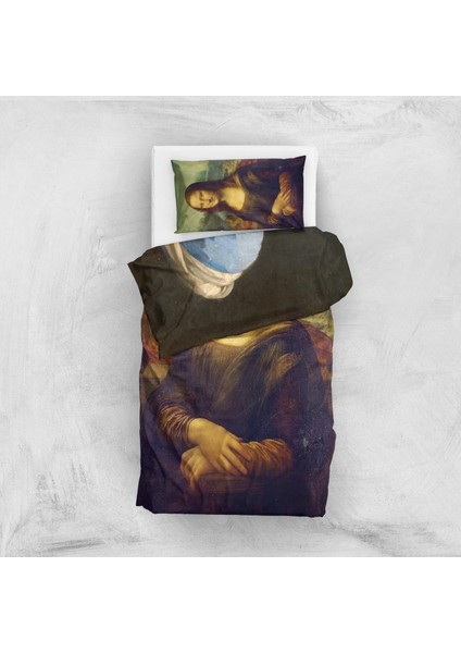 Mona Lisa & Inci Küpeli Kız Çift Taraflı Nevresim Takımı - 200 cm x 220 cm