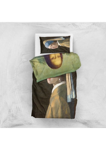 Mona Lisa & Inci Küpeli Kız Çift Taraflı Nevresim Takımı - 200 cm x 220 cm