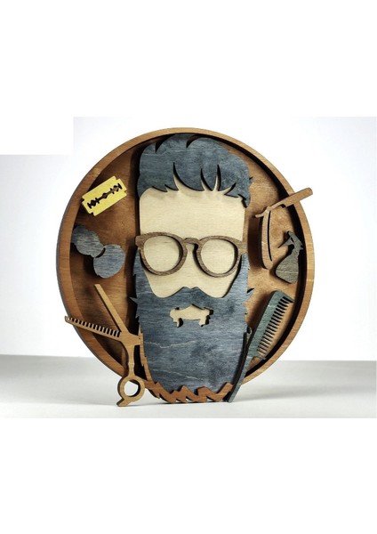 Ahşap Mdf Çok Katmanlı Berber - Makas - Tarak Dekoratif Tablo