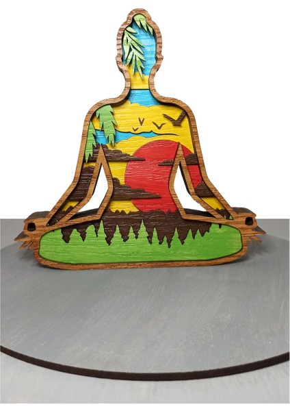 Ahşap Mdf Çok Katmanlı Yoga Yapan Kadın Dekoratif Obje