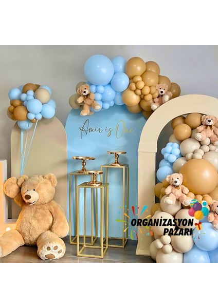 Balon Seti Deniz Kumu-Fındık-Makaron Mavi 60 Lı Balon Zinciri Seti