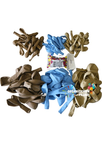 Balon Seti Deniz Kumu-Fındık-Makaron Mavi 60 Lı Balon Zinciri Seti modelleri
