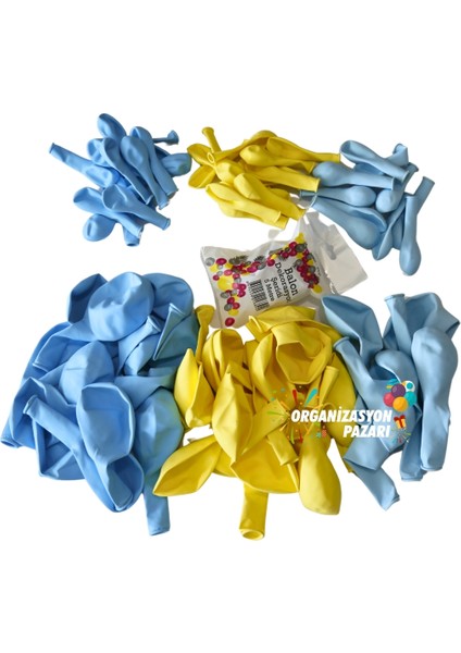Balon Seti Açık Mavi-Makaron Mavi-Makaron Sarı 60 Lı Balon Zinciri Seti modelleri