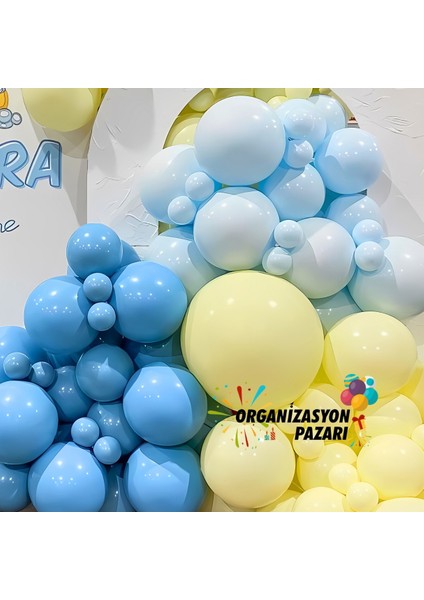 Balon Seti Açık Mavi-Makaron Mavi-Makaron Sarı 60 Lı Balon Zinciri Seti fırsatları