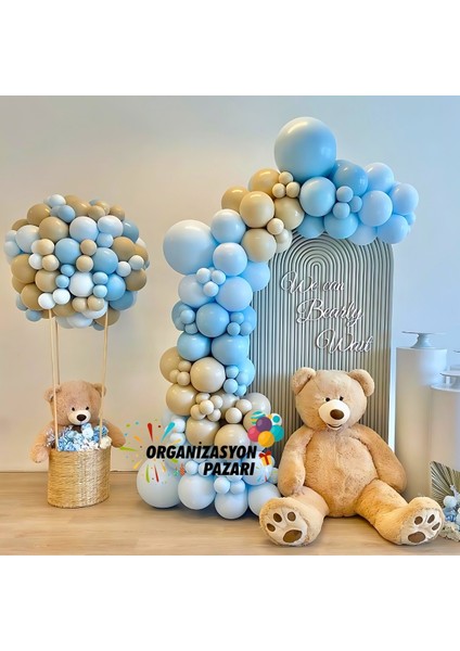 Balon Seti Fırtına Mavi-Deniz Kumu-Makaron Mavi 60 Lı Balon Zinciri Seti