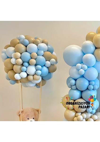 Balon Seti Fırtına Mavi-Deniz Kumu-Makaron Mavi 60 Lı Balon Zinciri Seti